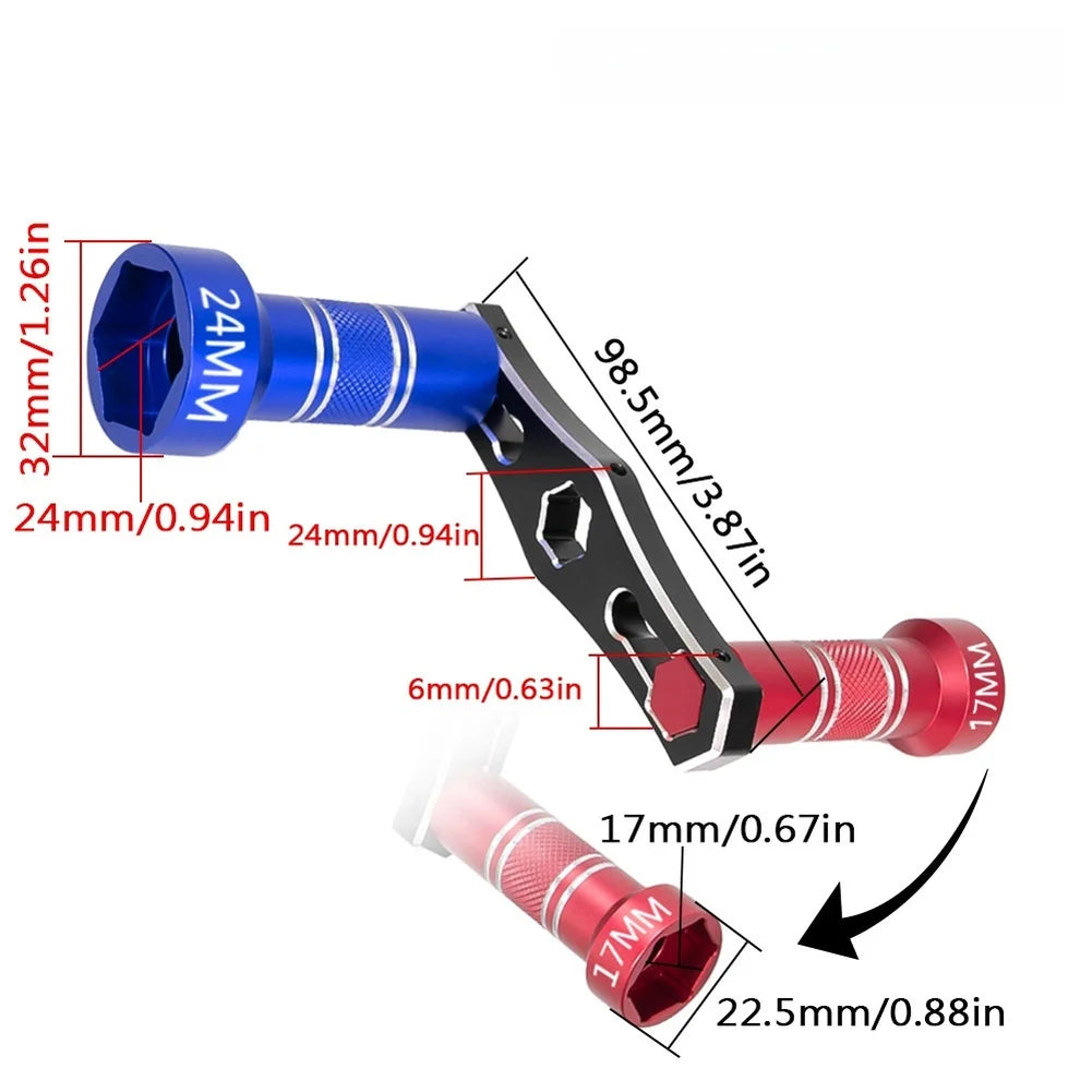 RC Car Wheel Hex Nut Wrench 17mm 24mm | 1/8 & 1/10 Scale Tool RC Hex Nut Wrench Vue