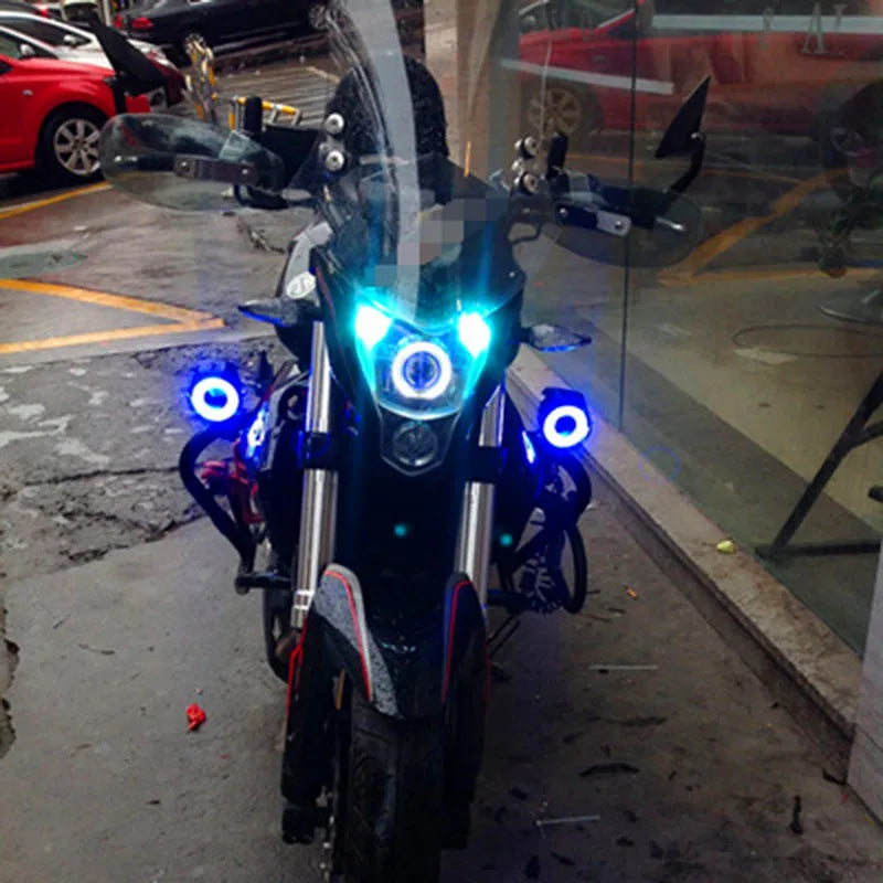 Motorcycle Headlight Fog Lights Super Bright Abgle Eyes Additional Spotlights Universal Moto Auxiliary U 7 Mini LED Driving Lamp Vue