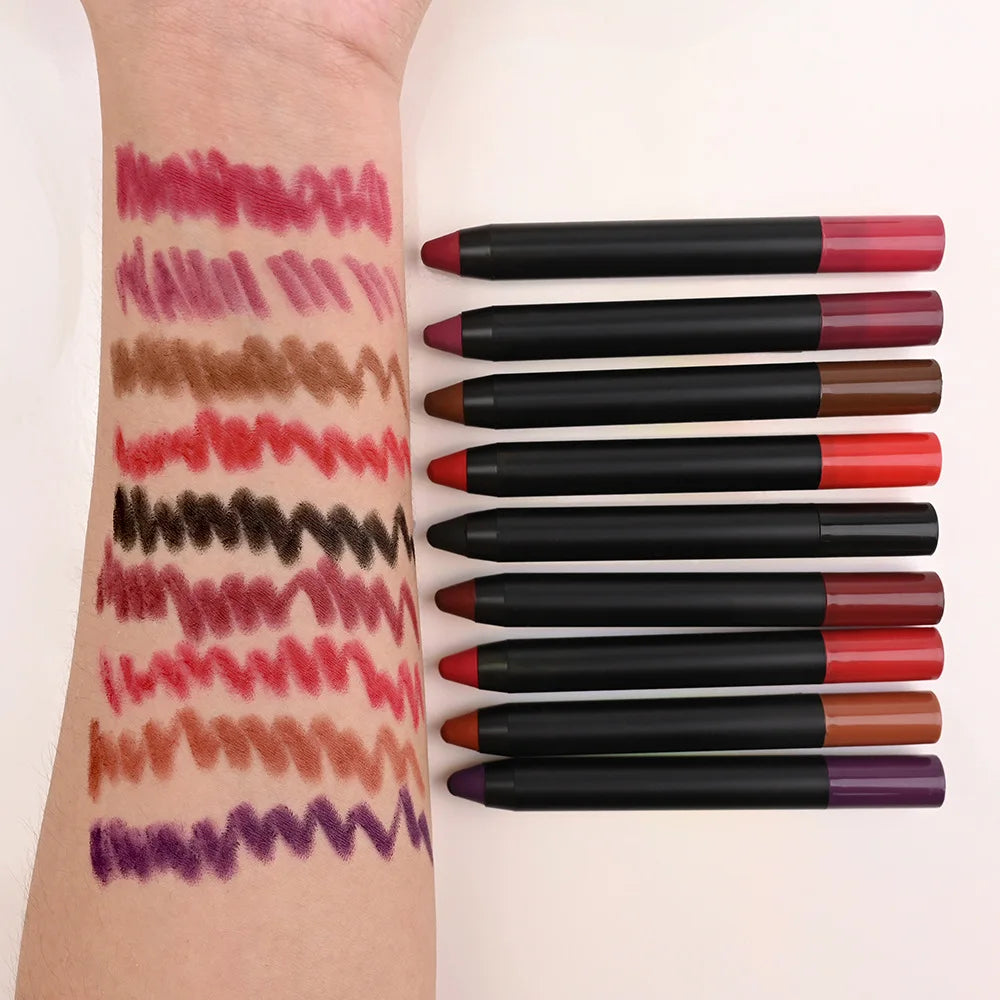 Matte Lipstick Pencil Waterproof With Sharpener Lip Balm Private Label Velvet Lip Liner Pen Lips Makeup Women Cosmetics Bulk Vue