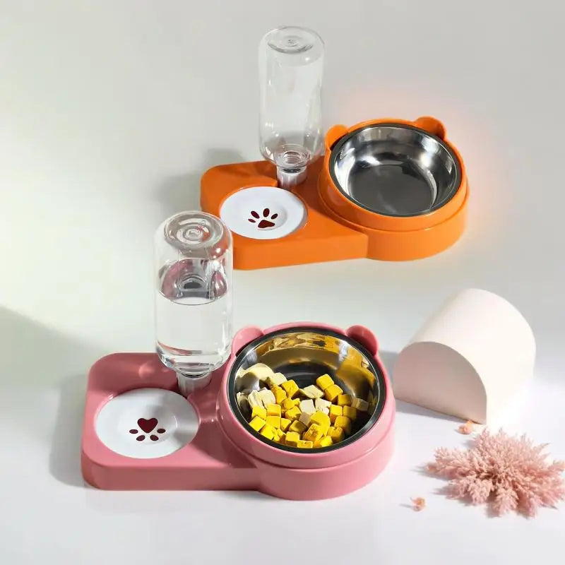 Convenient Pet Double Bowl Feeder Anti-Spill Practical for Home Use Vue