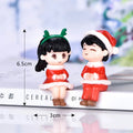 Christmas DIY Couple Figurine Crystal Ball Miniature Scene Ornament Sitting Desktop Car Decoration Micro Gift for Home Office Vue Red 1Pair