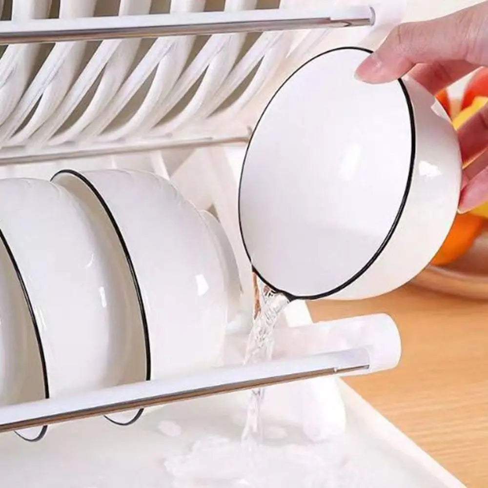 X-Type Folding Bowl Draining Stand Plastic Large Capacity Plate Drain Holder Space Saving with Drip Tray Tableware Drying Holder Vue