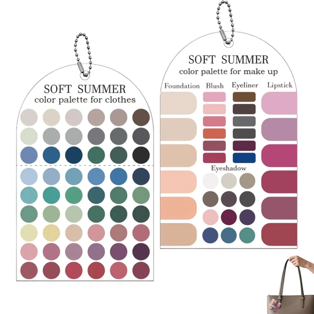 2pcs Soft Summer Color Palette Card Acrylic Seasonal Palette Color Sample Cards Matching Guide for Clothing Makeup Lipstick Vue