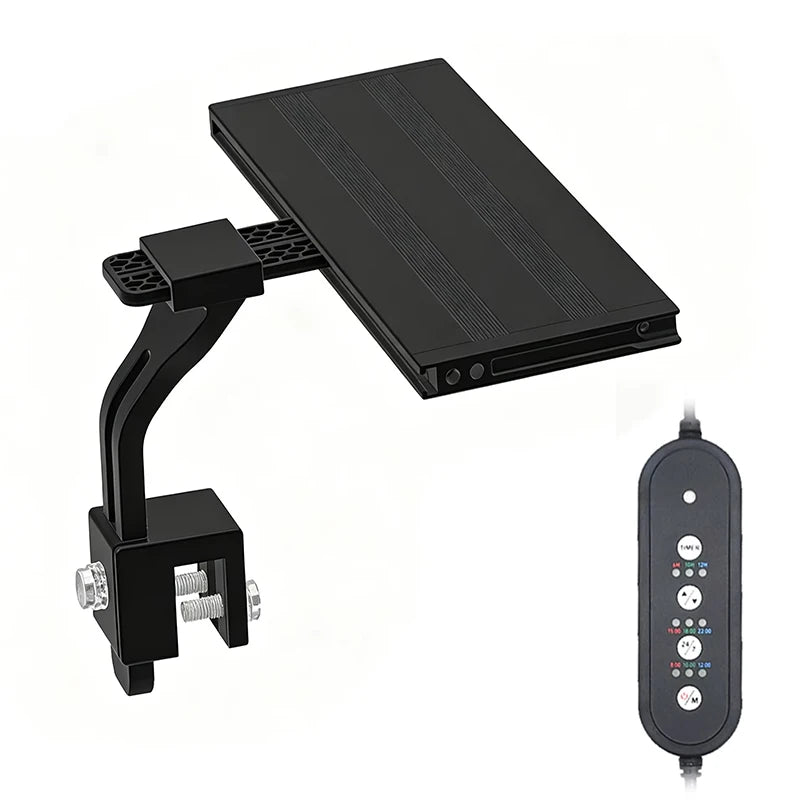 Aquarium Fish Tank LED Light Energy Saving Lighting Clip Light Full Spectrum Aluminum Alloy Intelligent Dimmable Aquarium Lights Vue LE-18W 100V-240V US Plug