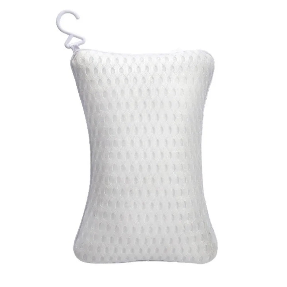 Practical 2 Suction Cups Bathtub Pillow Soft Comfortable Shower Headrest Non-Slip Breathable Spa Pillow Bathroom Vue White