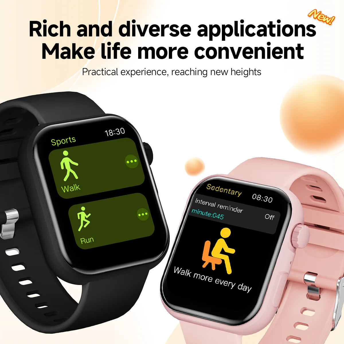 2026 New SmartWatch Bluetooth Call Music Sports Band Long Battery Fitness Tracker Silicone Strap Health Monitor for Adults fun Vue