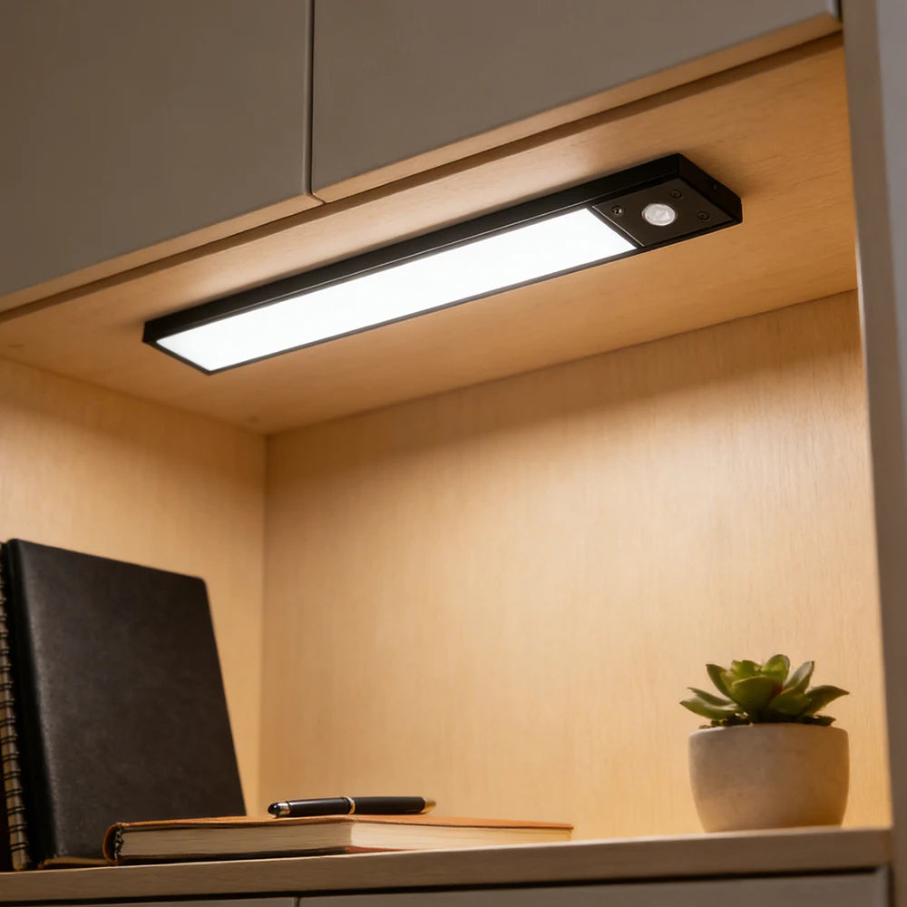Ultra-thin LED Cabinet Light Rechargeable Motion Sensor Night Liight Dimmable Kitchen Wardrobes Countertop Shelve Lamp 20cm/30cm Vue