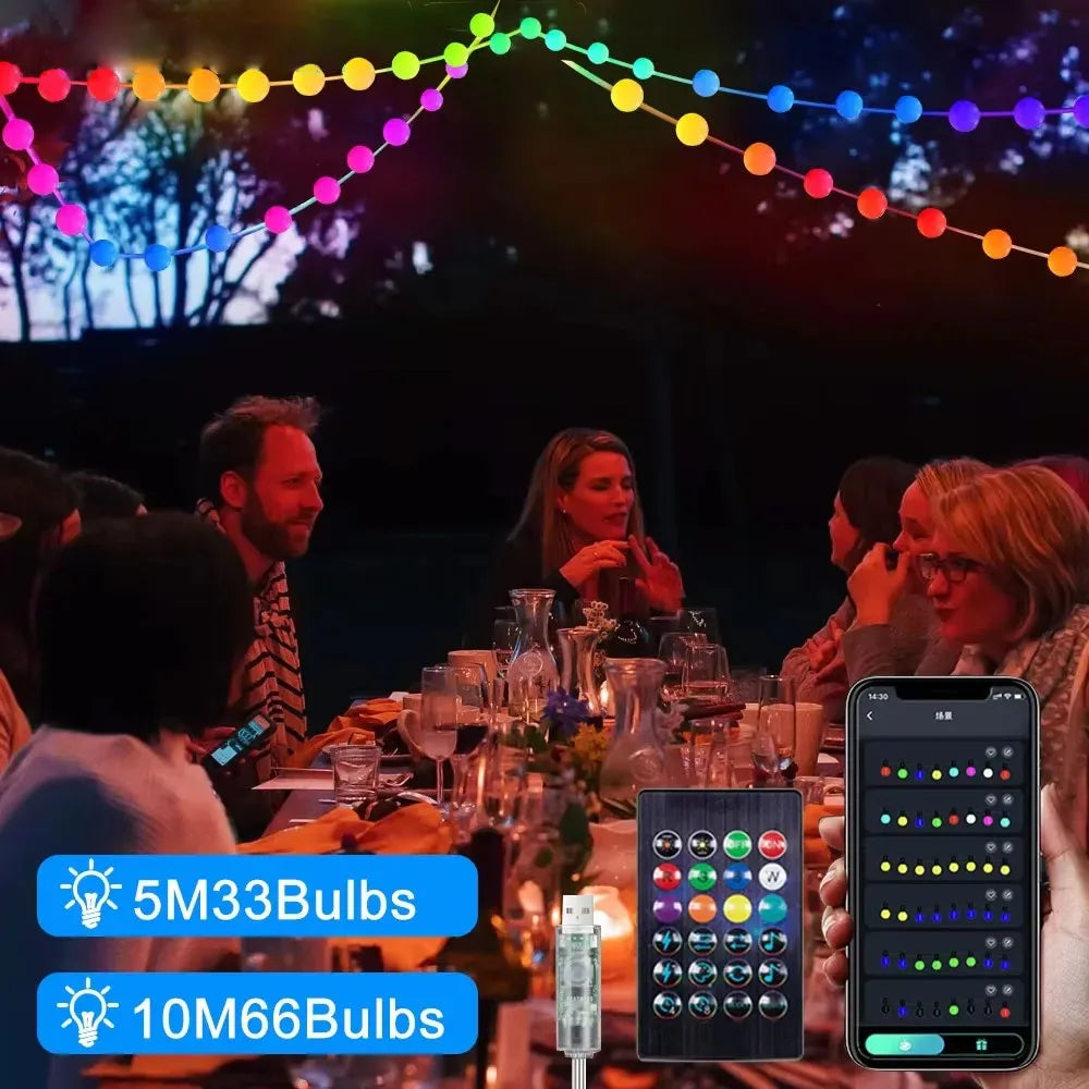 RGB Smart String Lights Outdoor 5M 10M LED Garden String Lights APP Control DIY Twinkle String Lights for Party Holiday Decor Vue