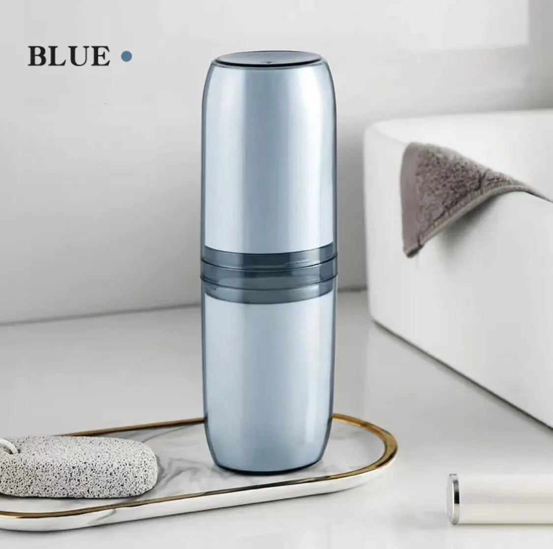 Toothbrush Storage Box Portable Mouthwash Cup Toothpaste Storage Box Toiletry Set Travel Supplies Portable Toothbrush Cup Vue Blue