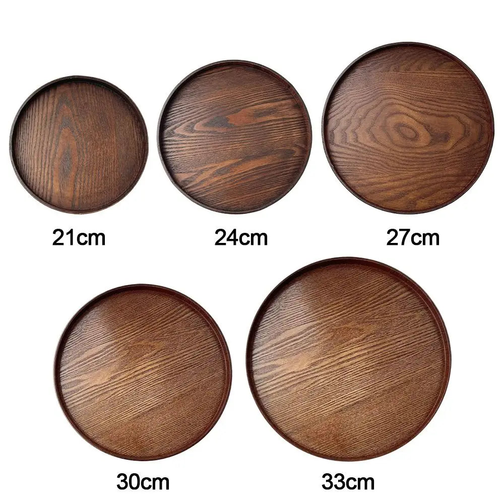 Vintage Round Serving Tray Wooden 21 24 27 30 Wood Platte Dessert