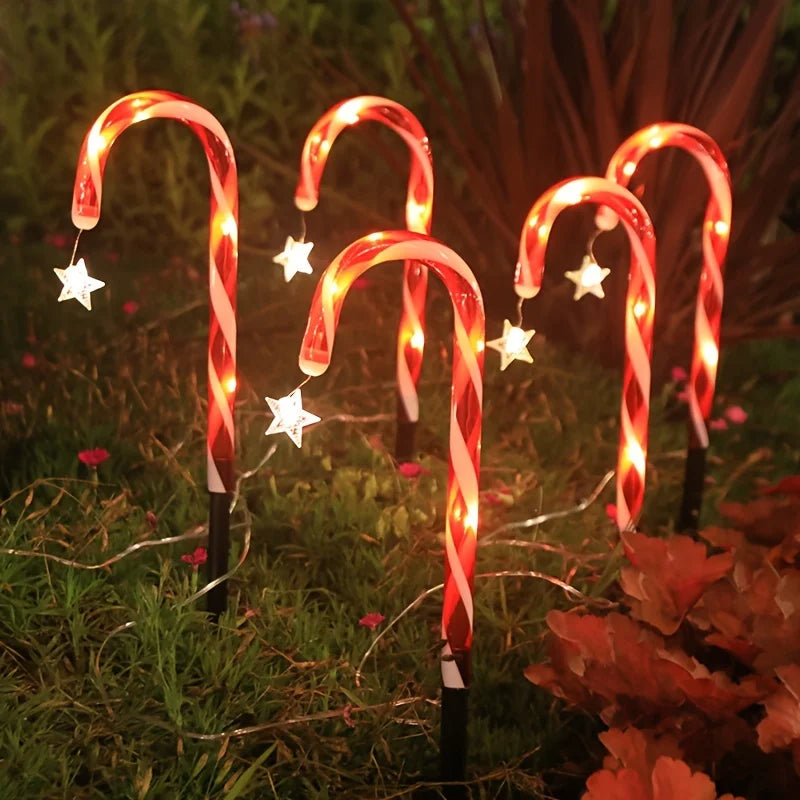 LED Solar Candy Cane Lights Waterproof Outdoor Decorative Lamp for Garden Patio Terrace Wedding Yard Path Xmas Party Ornaments Vue