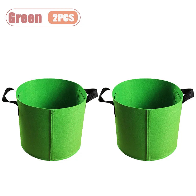 1-4PCS Felt Grow Bag Thickened Nonwoven Plant Pot for Bonsai Garden Balcony Vegetable Flower Aeration Container Vue Green-2PCS 5Gallon