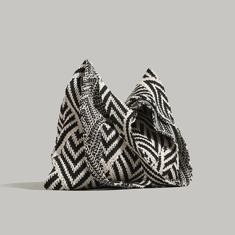 Fashion Handbag Shoulder Bag Knitting Stripe Shopping Bags Large