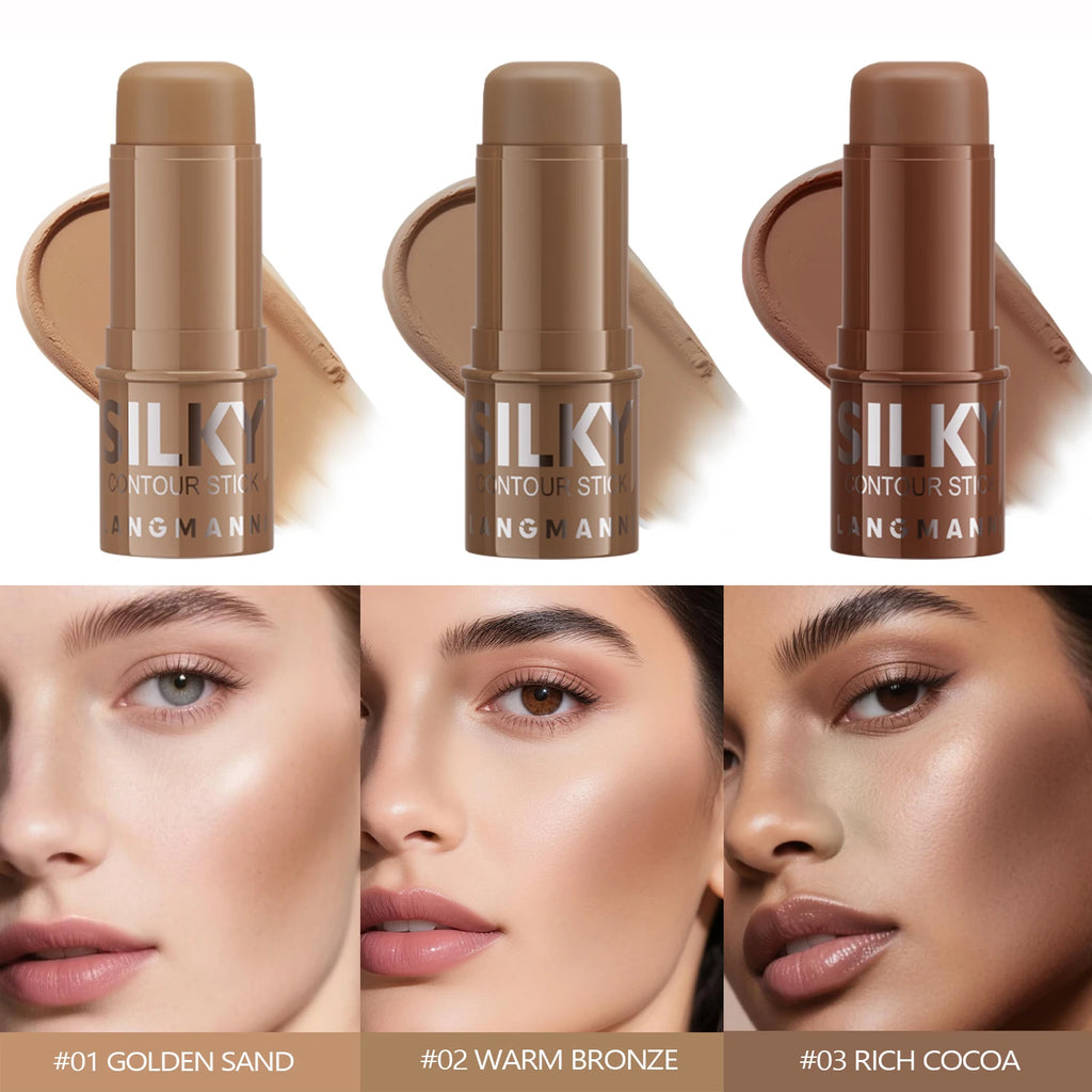 LANGMANNI Tri-Color Multi-Functional Face Brightening Contour Stick Contouring & Brightening Skin-Perfecting Stick Vue