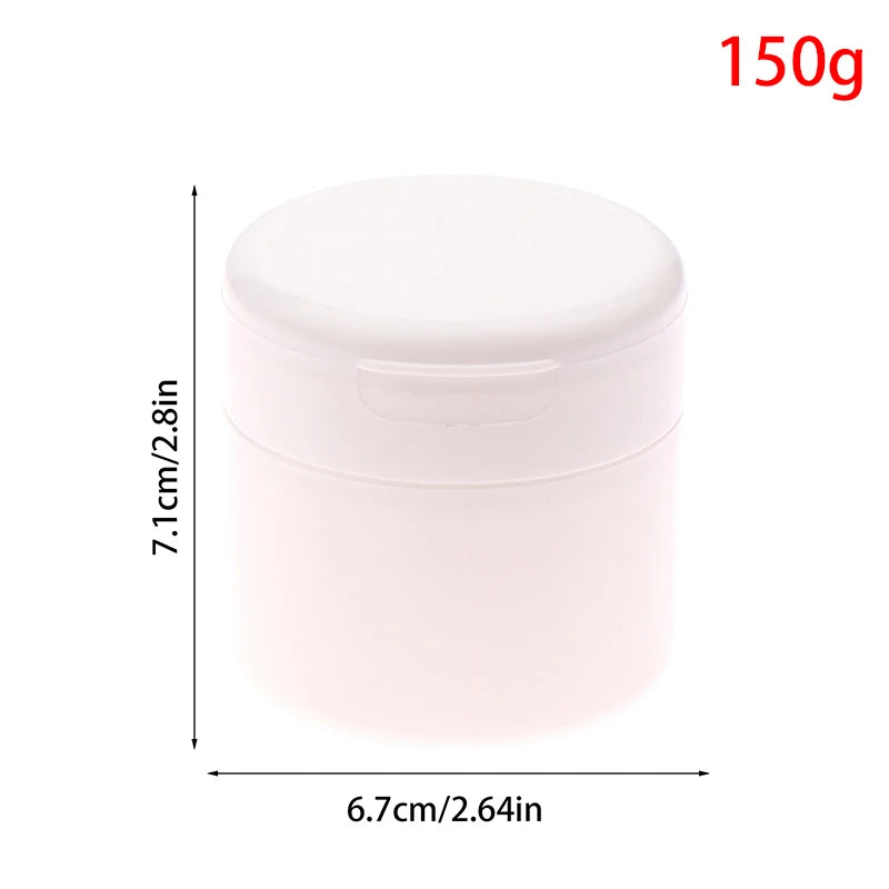 100/150g Empty Pot Flip Cover Makeup Jar With Spoon Refillable Bottles Travel Face Cream Lotion Cosmetic Cotton Pad Container Vue 150g White