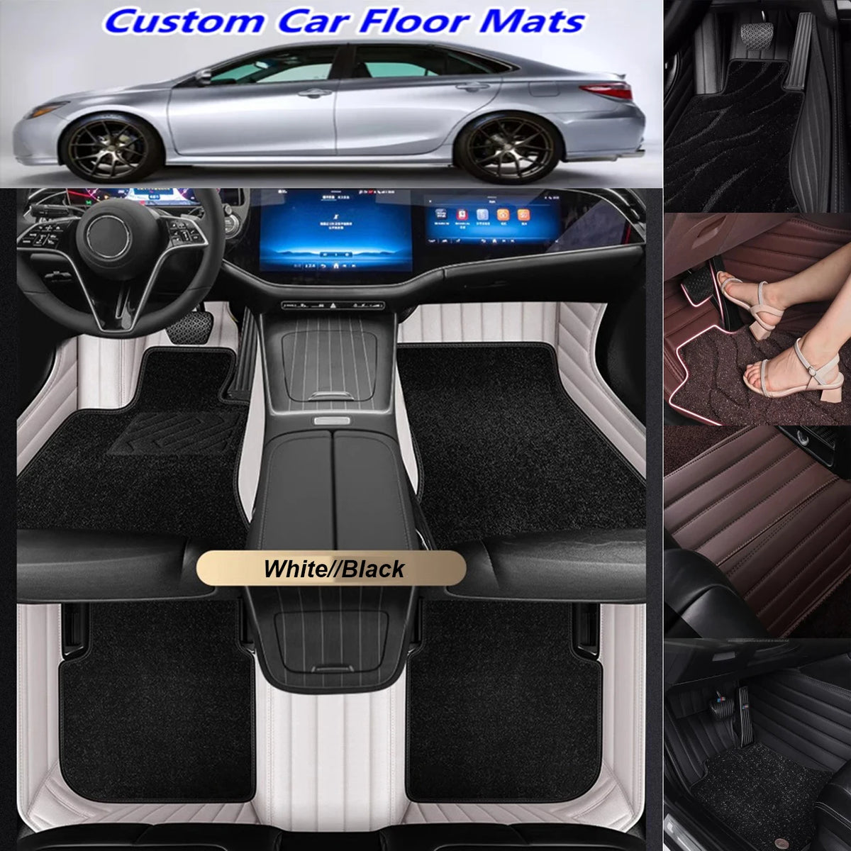 5D Custom Leather Floor Mats for Maserati – All Weather Set Custom Car Floor Mats Vue