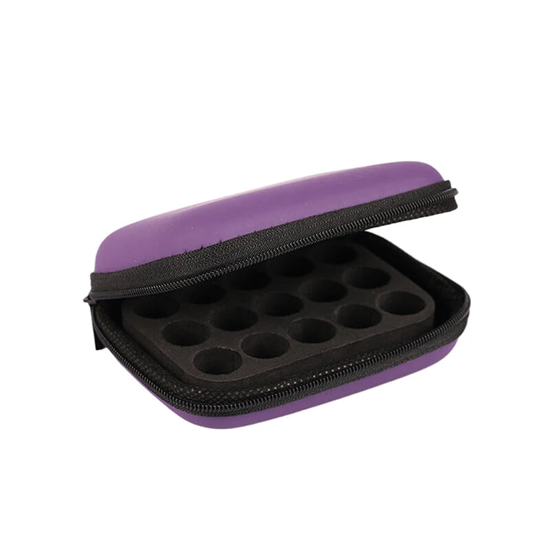 15 Slots 1ML 2ML 3ML Essential Oil Case Portable Perfume Hanging Organizer For Young Living Roller Bottles Storage Bag Holder Vue Purple