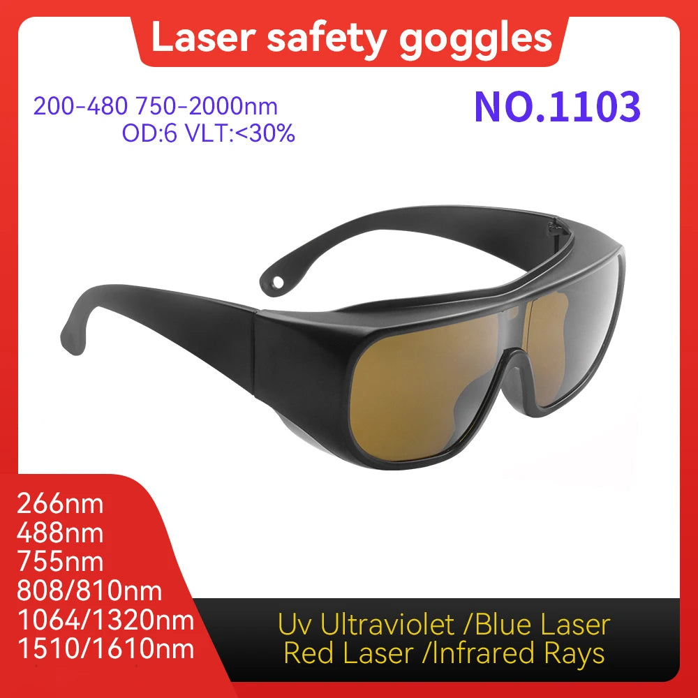 Eye Protection CE EN207 Validated OD6+ 900-1100nm Flexible PC Temple Laser Lenses for Multi-kW Fiber Laser Metal Cutting Factory Vue Model 1103 OD6