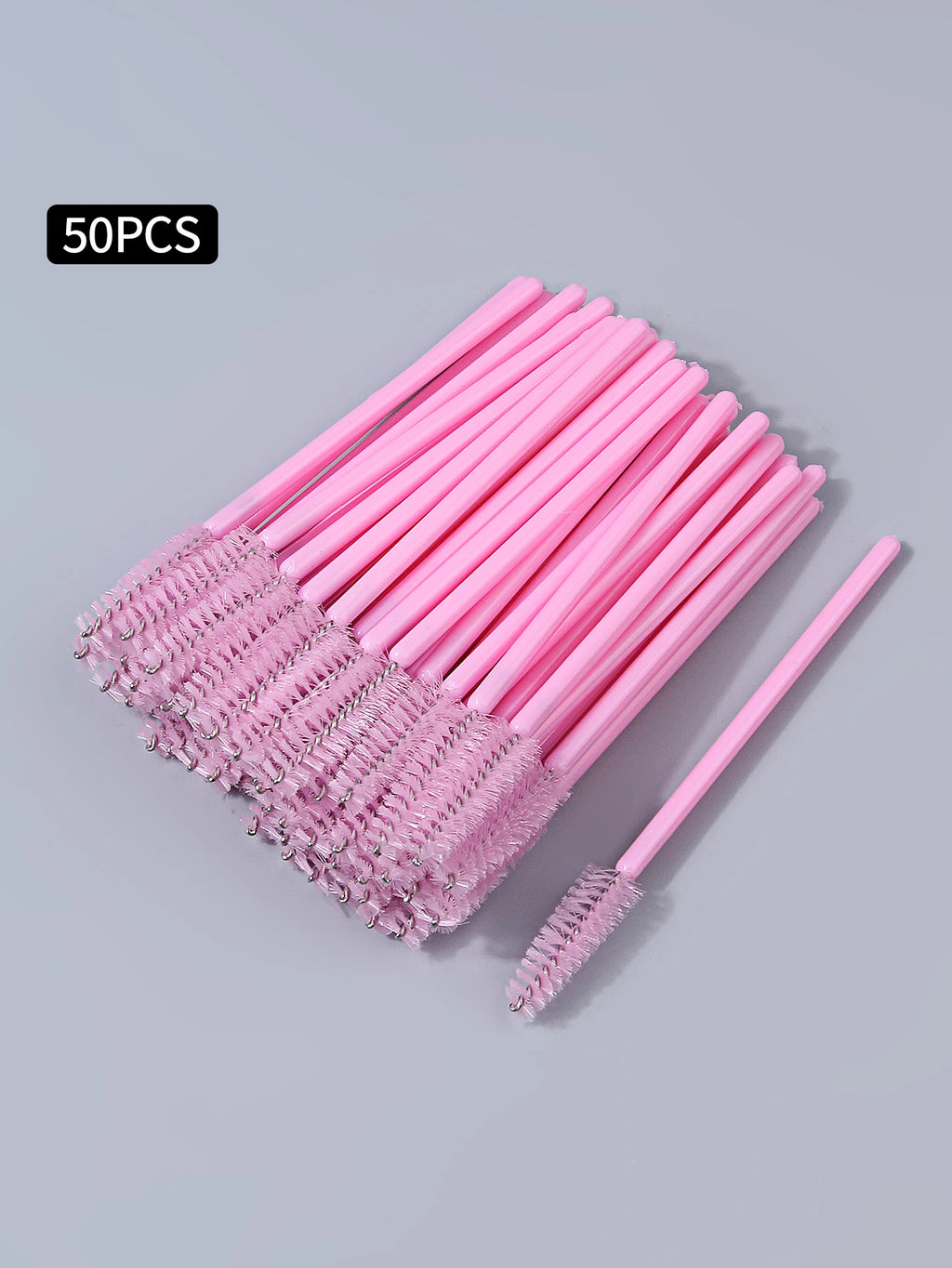 50PC Reusable Eyelash Brushes, Crystal Mascara Wands Lash Spoolies Makeup Brush for Eyelash Extension Eyebrow Comb Cosmetic Tool Vue Pink Nylon