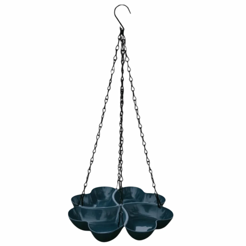 Flower Shaped Hanging Bird Feeder Large Capacity Durable Hummingbird Feeder Multipurpose Adjustable Chain Chain Feeding Tray Vue Dark Blue