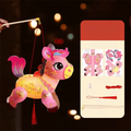 PVC Handheld Lantern Cartoon Chinese Style Blessing Lantern Traditional Pony Zodiac Horse Lantern Festival Party Vue Pink 4inch