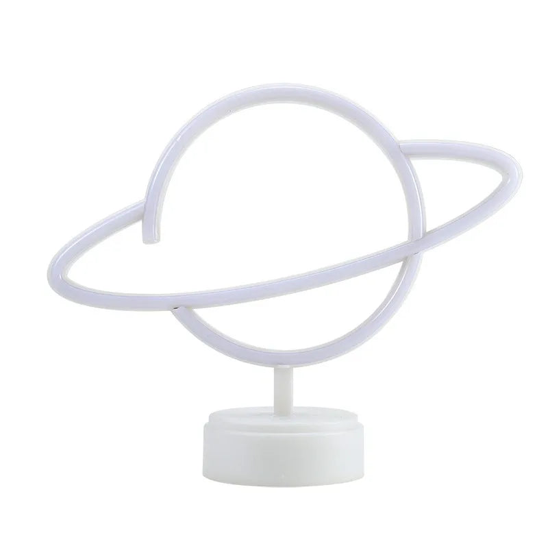 Elliptical Earth Shaped LED Neon Sign Party Room Light Battery Operated Home Decorative Wall Lighting for Christmas Vue