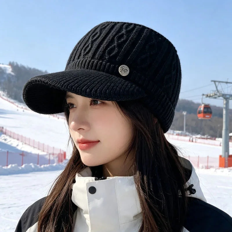 1-5PCS Knitted Velvet Beanie for Women Teens Stylish Warm Winter Outdoor Fall Cap Cozy Versatile Cold Weather Fashion Accessory Vue