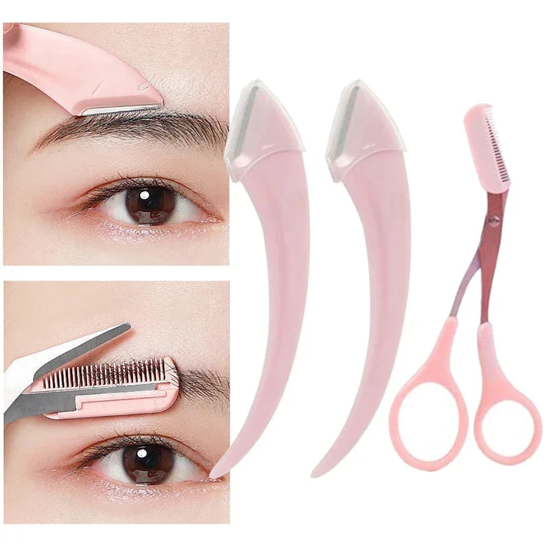1/2/3Pcs Trimming Razor For Women Knife Eyebrow Face Eyebrow Eyebrow Scissors With Comb Brow Trimmer Scraper Vue