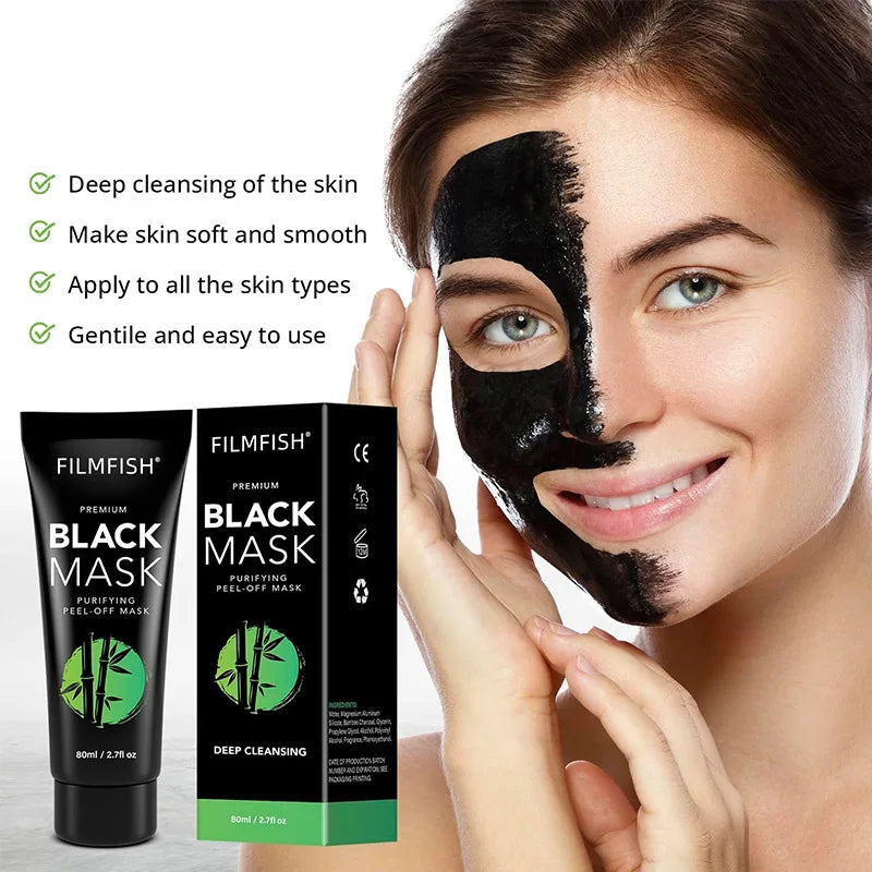 Bamboo Charcoal Blackhead Mask - Peel-Off Mask Containing Ascorbic Acid and Hyaluronic Acid, with Moisturizing and Oil-Controlling Properties, Can Cleanse the Skin. Vue