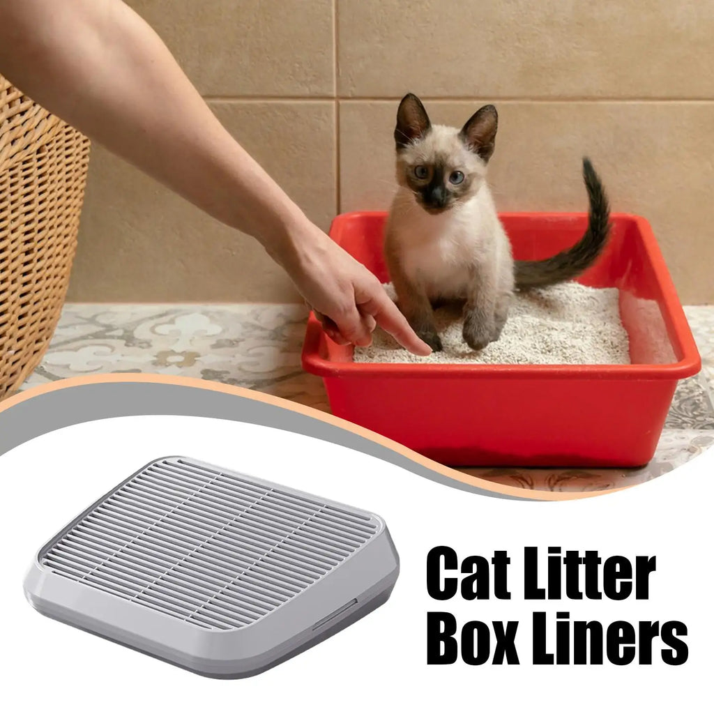 35x31cm Function Litter Box Step Cat Litter Catcher Mat Ramp Double Layer Elevated Tray w/ Filter Non-Slip Trapper Easy Cleaning Vue