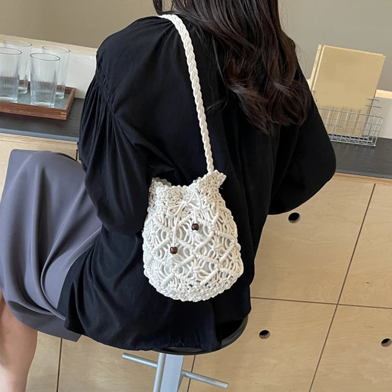 Cotton Rope Woven Women's Shoulder Bag Bohemian Handmade Crossbody
