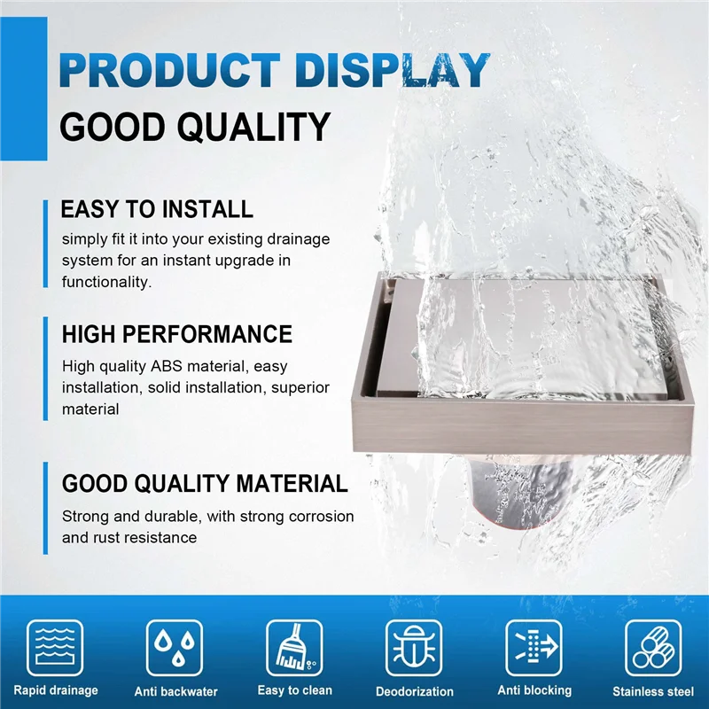 Bathroom Drainage Floor Drain Large-Volume Bathtub Floor Drain Cover Inlaid Tile Deodorant Floor Drain CABKW Vue