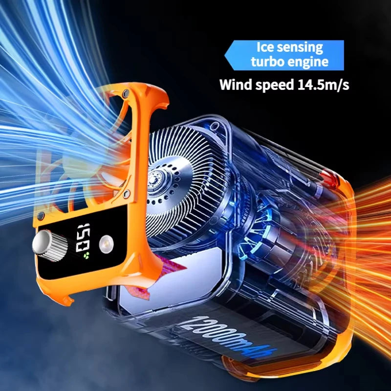Mini high-speed waist fan, bladeless USB hanging neck fan, outdoor multifunctional mobile power lighting digital display fan Vue
