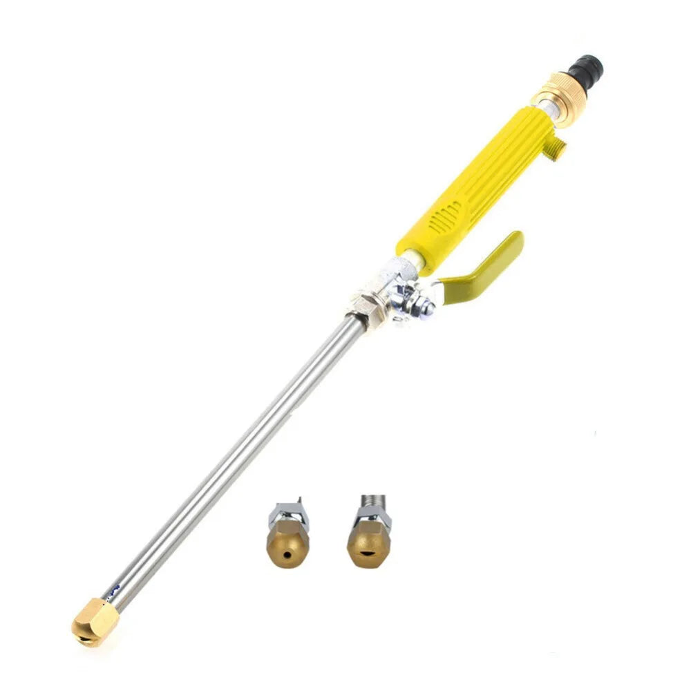 High Pressure Pressure Washer Wand Copper Nozzle Adjustable Garden Hose Nozzle Ergonomic Handle Extendable Water Spray Lance Vue Style A Yellow
