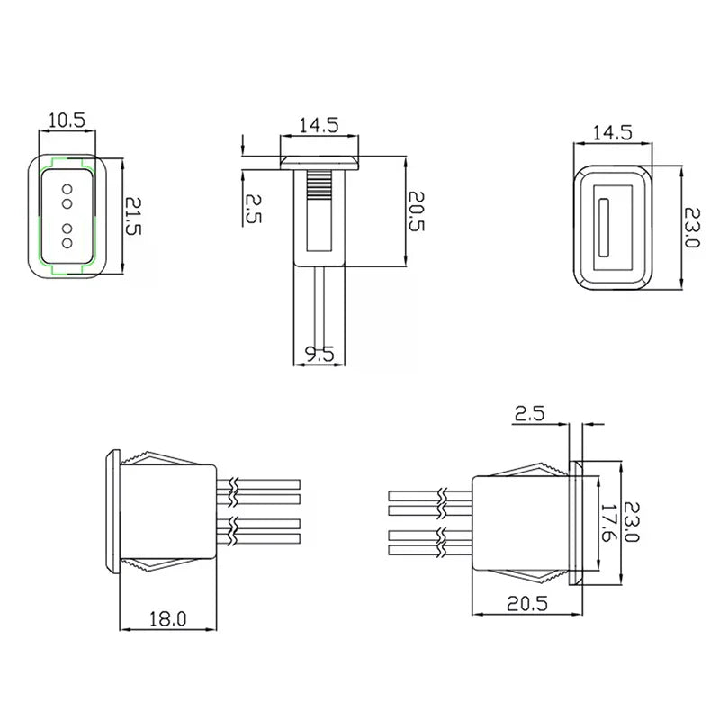 1PCS USB Charger Socket USB 2.0 Female Power Jack USB2.0 Charging Port Connector With Cable Vue