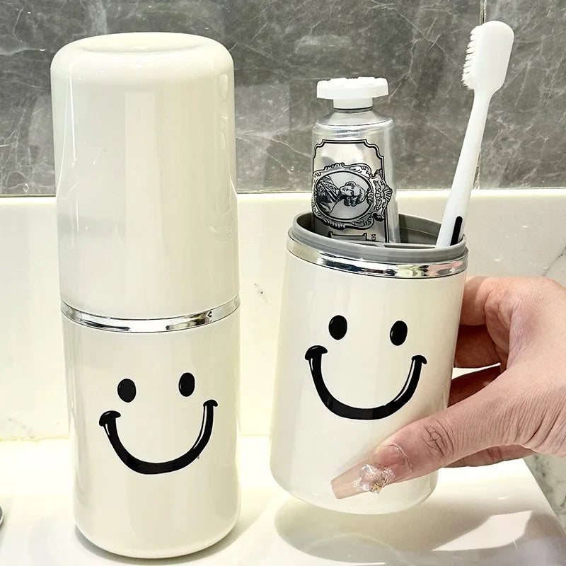 Travel Toileting Mouthwash cup, Portable 2-in-1 Cup Set for Brushing Teeth, Toothbrush storage box, portable Vue