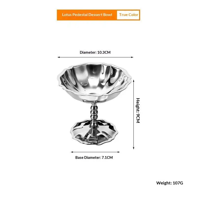 Stainless Steel Salad Cup Food Grade Ice Cream Goblet Retro Dessert