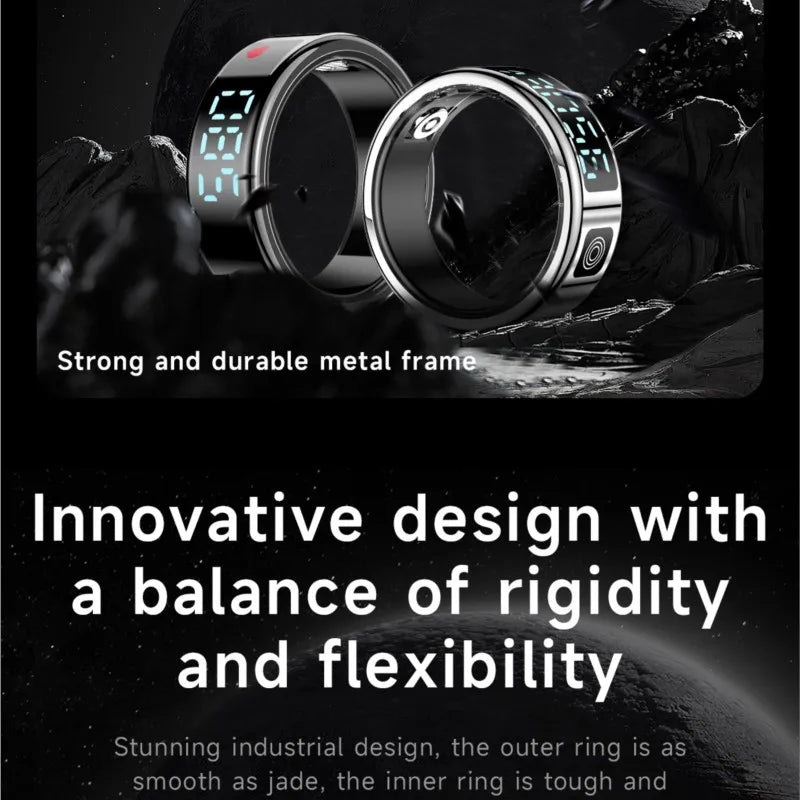 Smart Ring Men Women LED Display Screen Health Tracking Ring Monitor Multi Sports Modes Fitness Ring Gift for Android Ios Vue