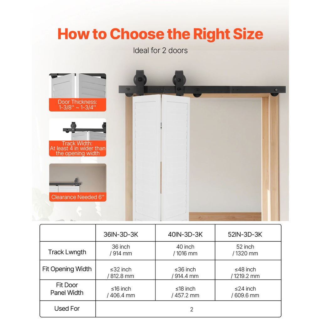 Bi-Fold Sliding Barn Door Hardware Kit | Top Mount Track Barn Door Hardware Kit Vue