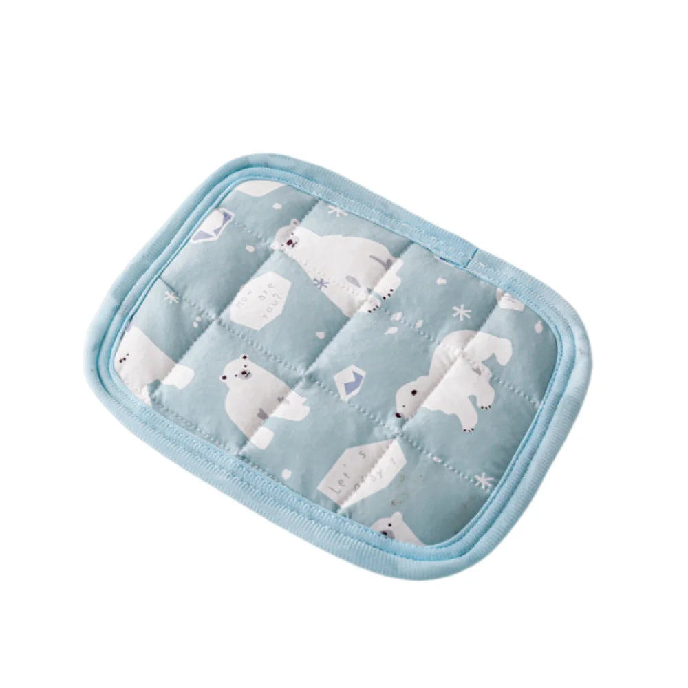Soft Mini Pet Ice Mat Cartoon Breathable Hamster Cooling Mat Heat Dissipation Durable Small Pet Cooling Pad Small Pet Vue Blue bear 21x16cm