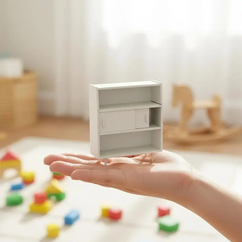 1Pcs 1 12 Scale Dollhouse Wall Cabinet Mini Home Storage Display Model For Doll Children Pretend Playroom Vue