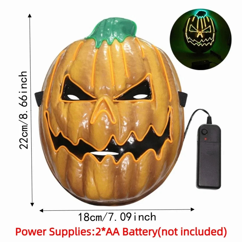 Party Gift Realistic LED Pumpkin Mask Spooky Creativity Halloween Glowing Mask Funny Orange Luminous Cosplay Mask Carnival Party Vue