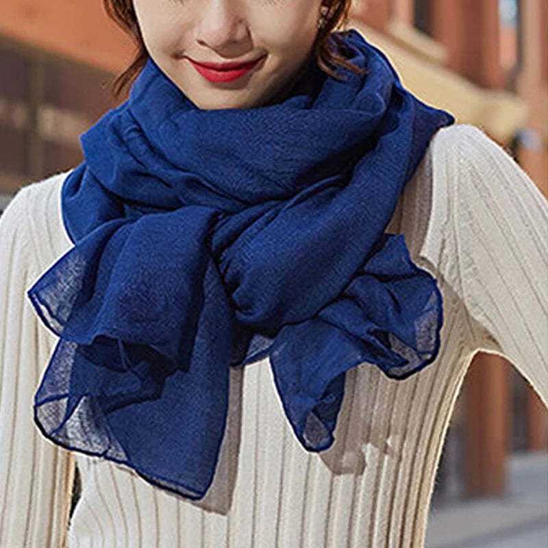 Women's Windproof Scarf Shawl Wearable Blanket Luxury Autumn And Winter Solid Color Cotton Warm Headscarf Gift Vue