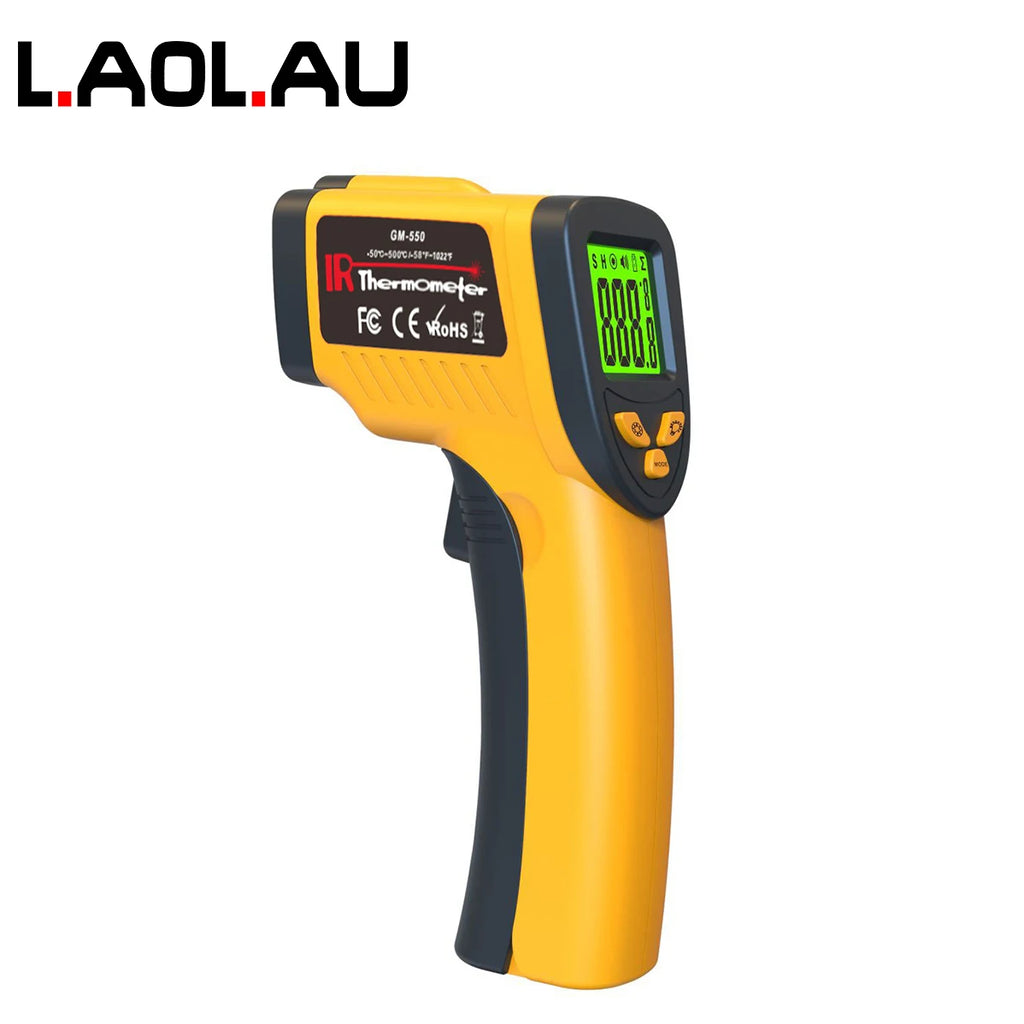 LAOLAU GM550 Infrared Thermometer Non-contact Laser Temperature Gun Handheld Temperature Sensor Handheld Digital Pyrometer 500°C Vue