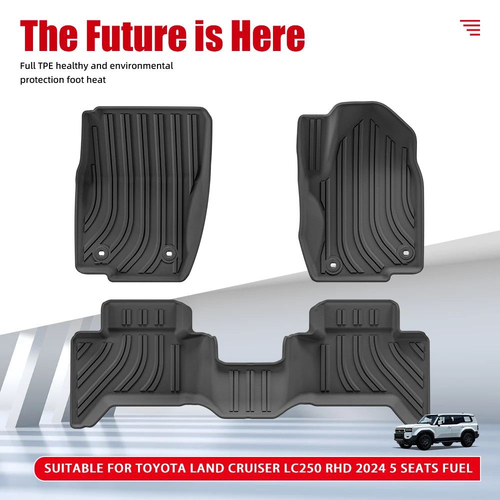 2024 Toyota LC250 Prado 3D TPE Floor Mats – Right-Hand Drive 5-Seat Custom Car Floor Mats Vue