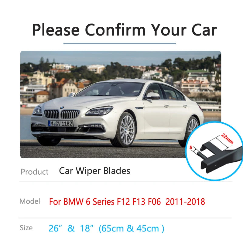 BMW 6 Series F12 F13 F06 2011–2018 Front Wiper Blades Refill Wiper Blade Refill Vue