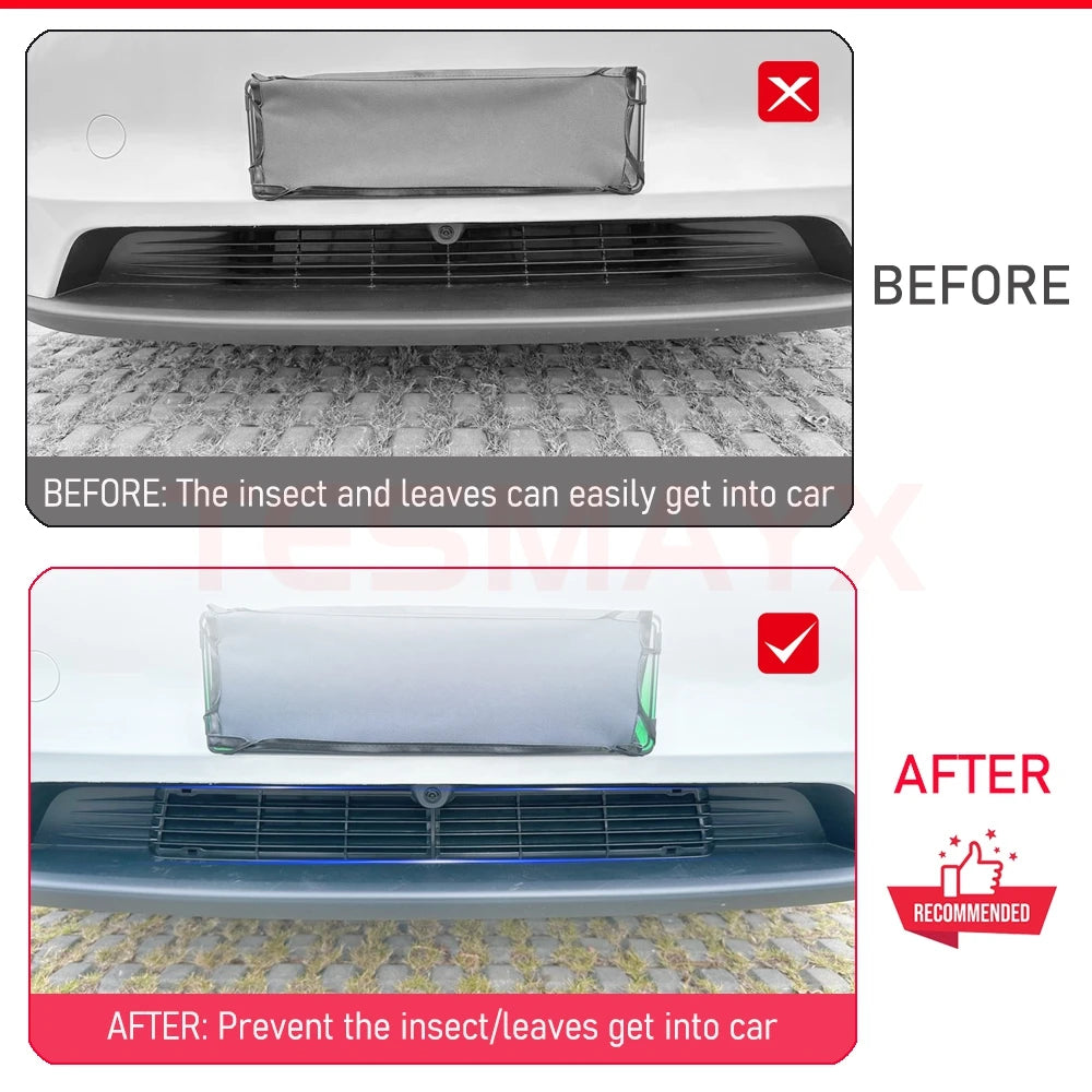 Front Grill Mesh Insert Compatible with Tesla Model Y Juniper 2025 2026 Air Vent Cover Guard Front Bumper Grille Accessories Vue