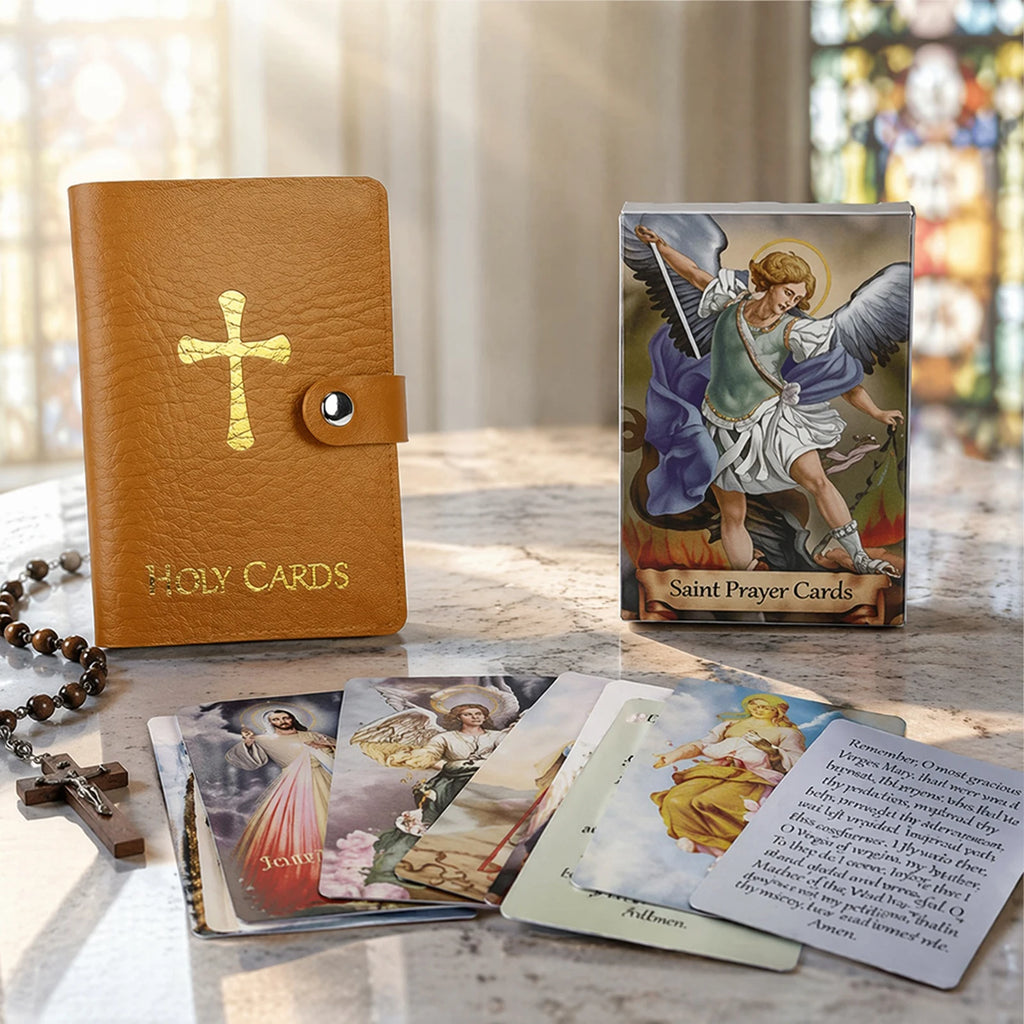 Prayer Saint Card Set – Real Leather Wallet Holder Case Leather Card Wallet Vue
