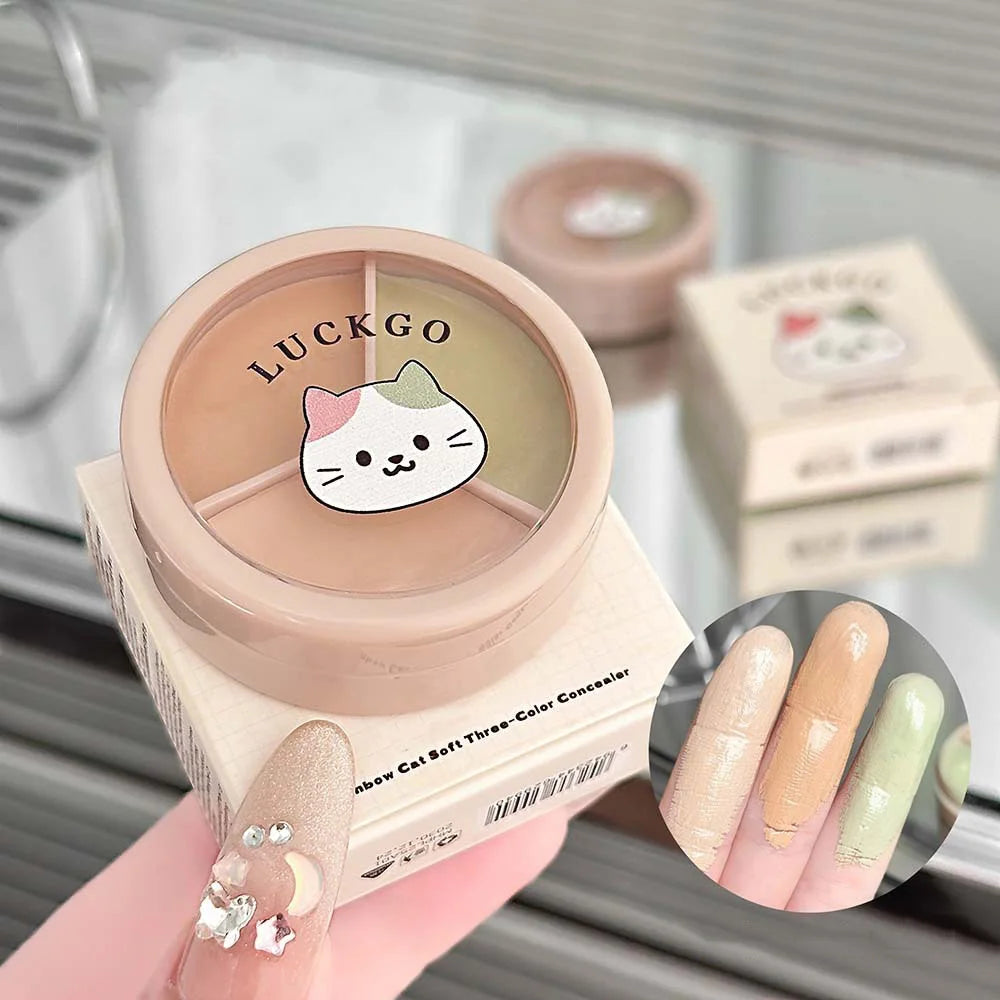 3Color Concealer Full Covers Dark Circles Acne Marks Spots Tear Furrows Concealer Cream Brighten Face Even Skin Color Foundation Vue
