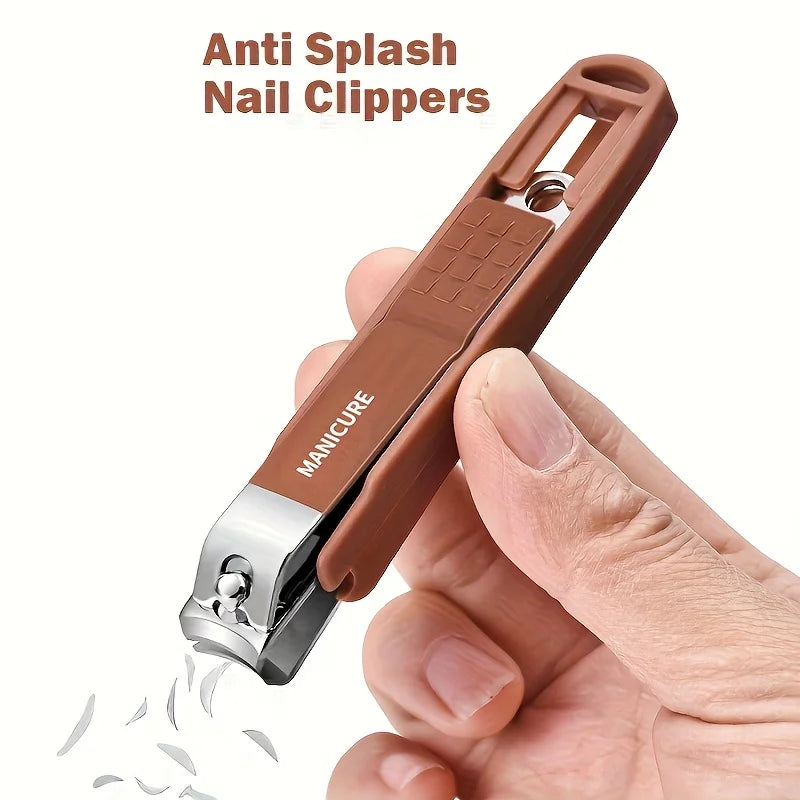 1pc Anti-Splash Nail Clipper for Thick Toenails & Fingernails - Curved Blade, Wide Mouth Design, Splash-Proof Ergonomic Handle - Vue